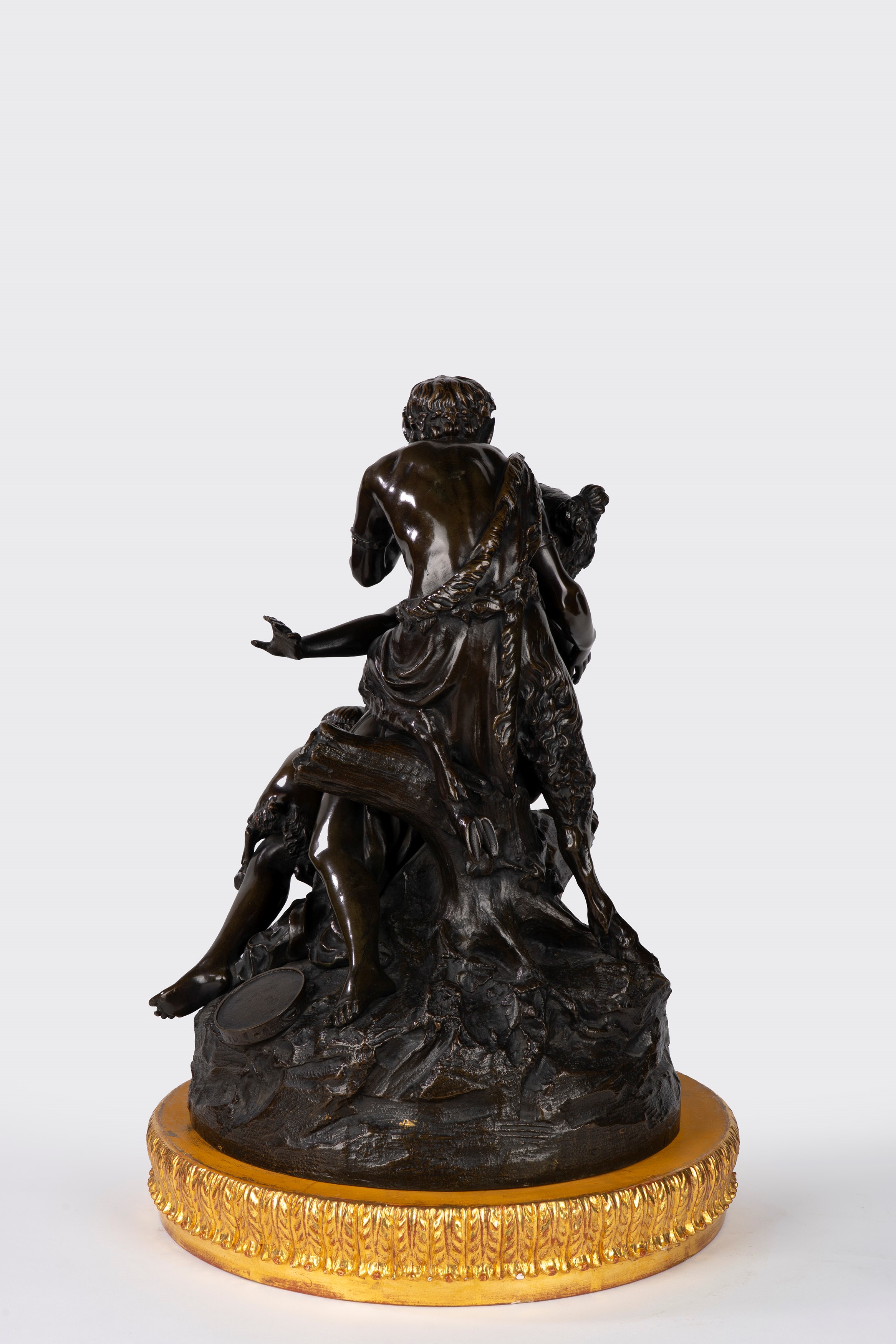 Clodion, Gruppo in bronzo raffigurante Ninfa con satiro e putti, Francia, XIX secolo