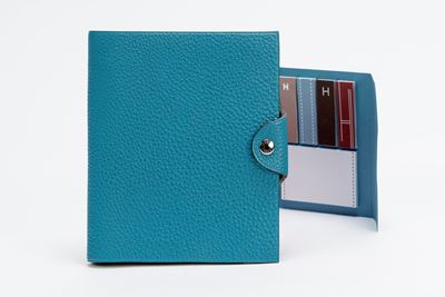 Porta agendina, pelle Togo colore Blue jean