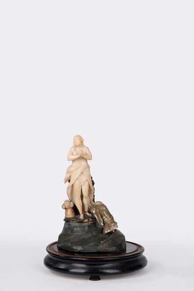 Scultore del XVII-XVIII secolo, Giovanna d'Arco, scultura in alabastro