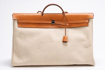 Borsa Herbag, tela ecru con dettagli Clou de selle in palladio (1998)