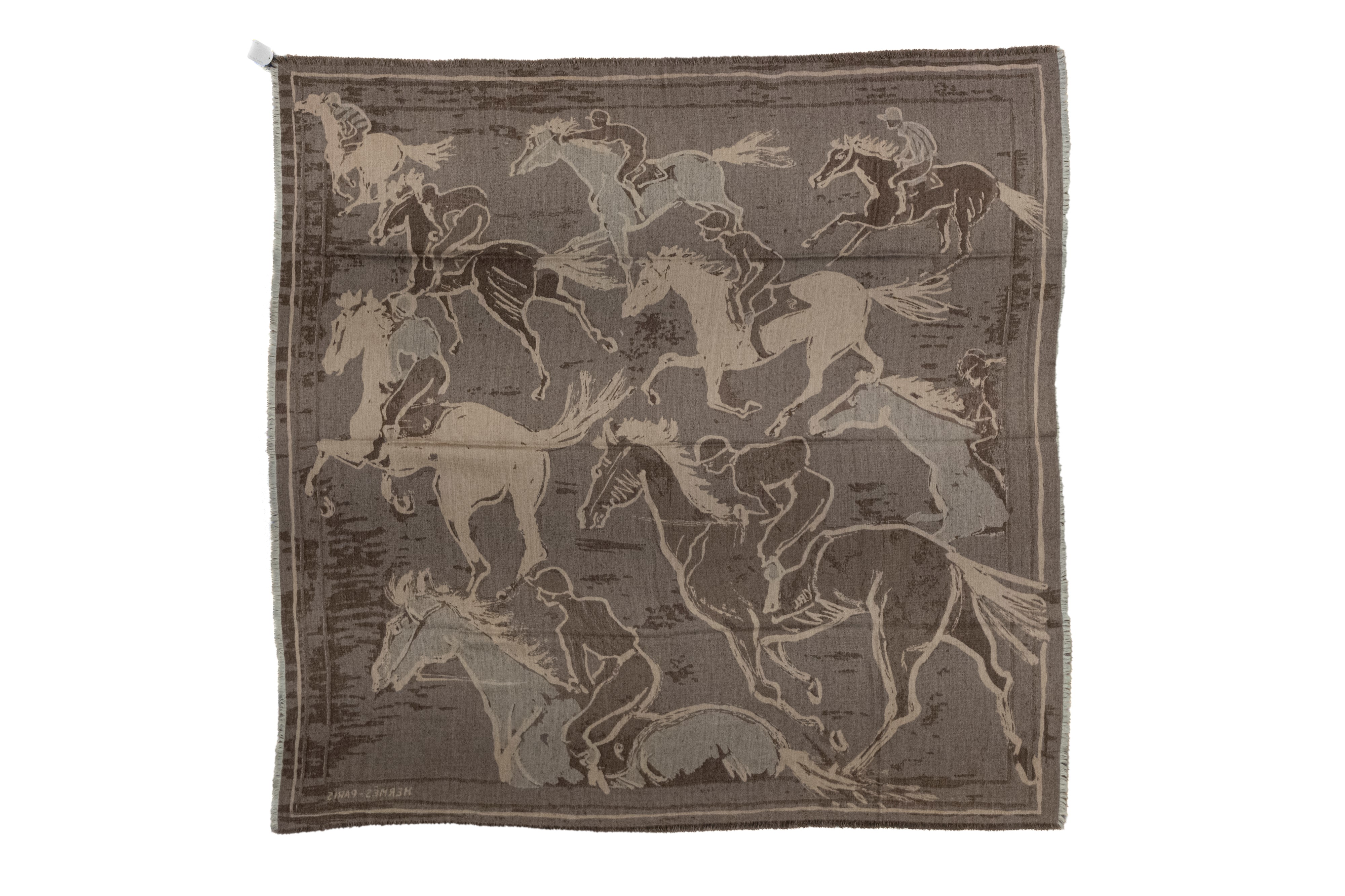Hermès - Coperta, cachemire con cavalli e fantini