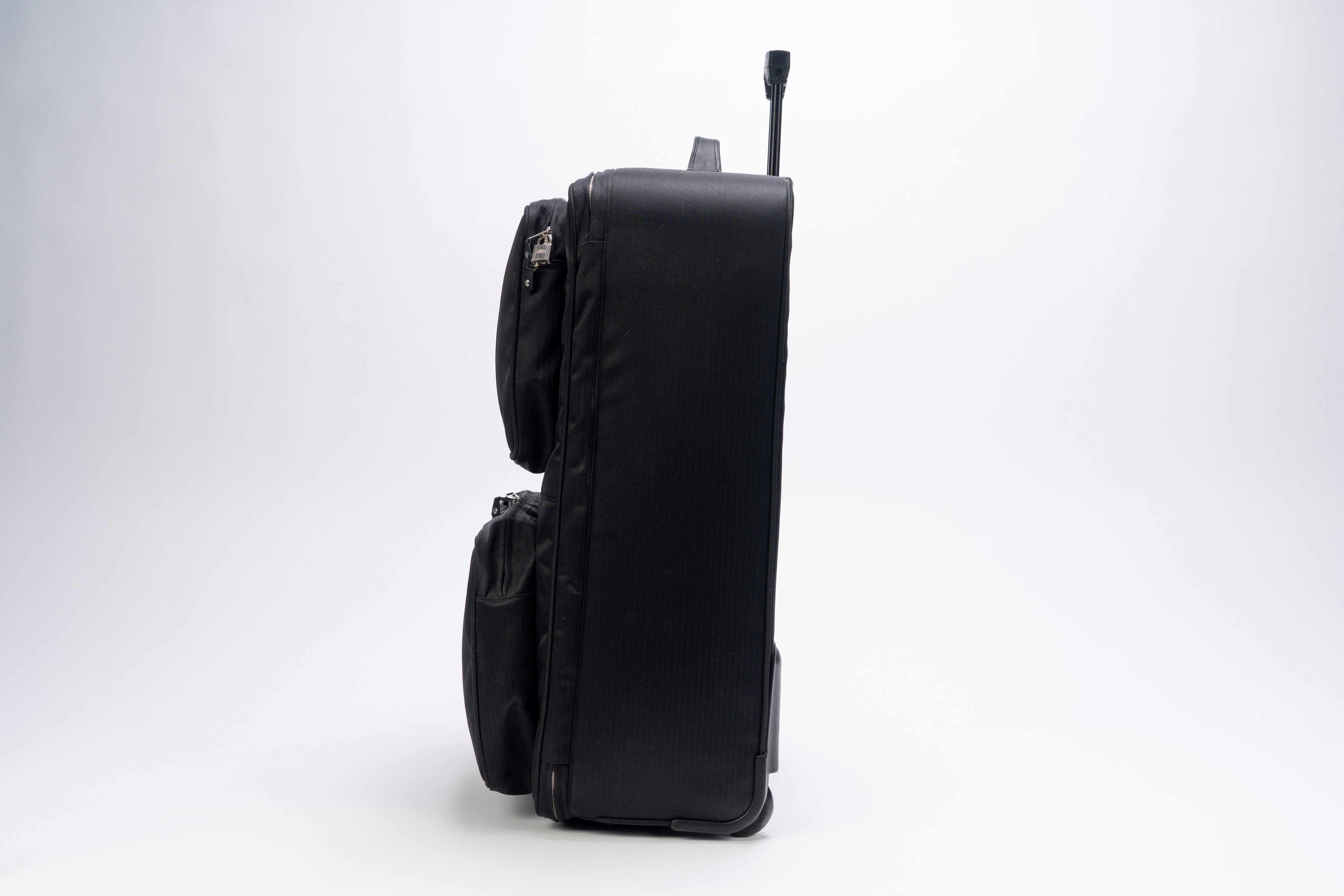 Hermès - Trolley in tessuto tecnico nero con chiusure a cerniera, dettagli Clou de selle in palla...