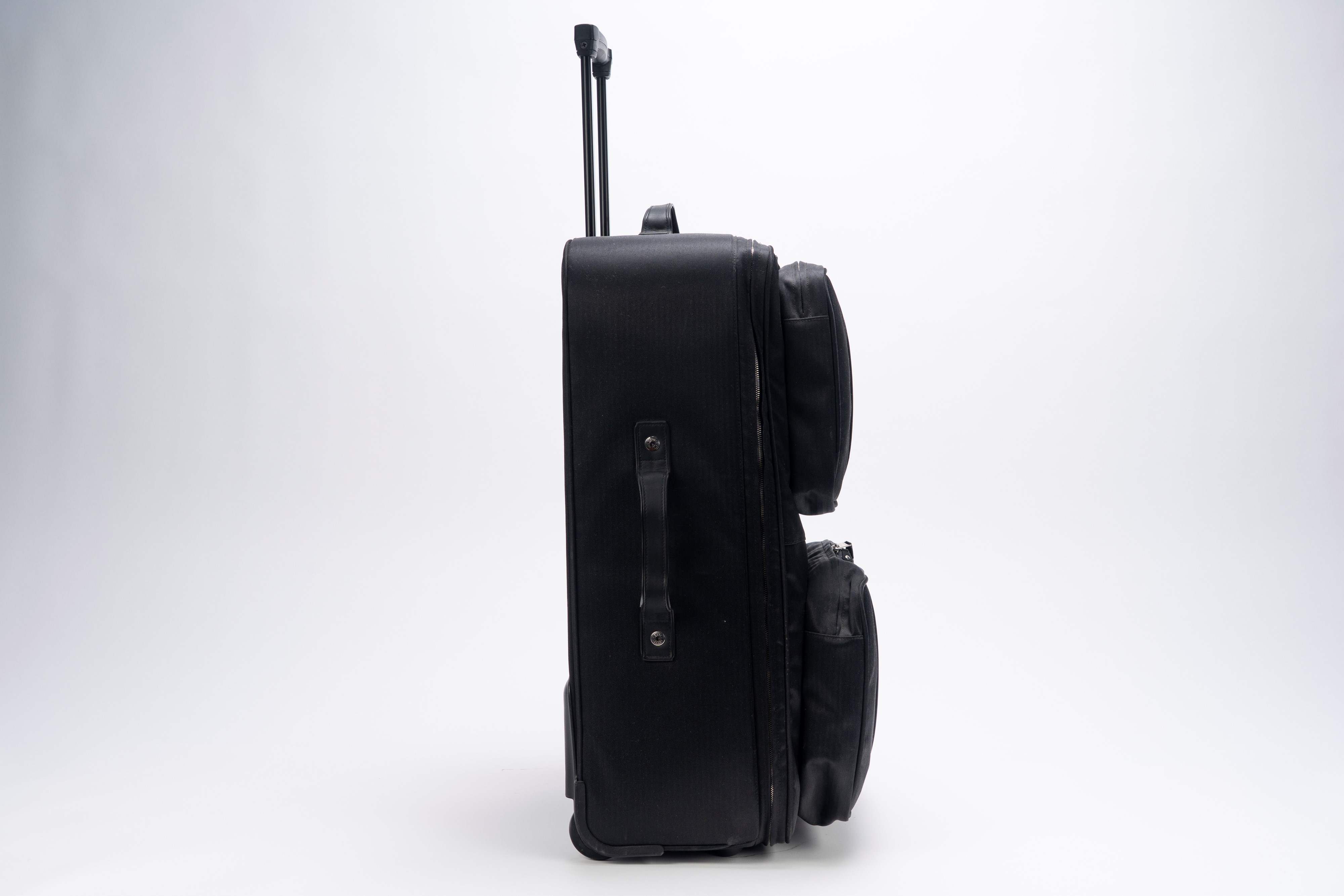 Hermès - Trolley in tessuto tecnico nero con chiusure a cerniera, dettagli Clou de selle in palla...