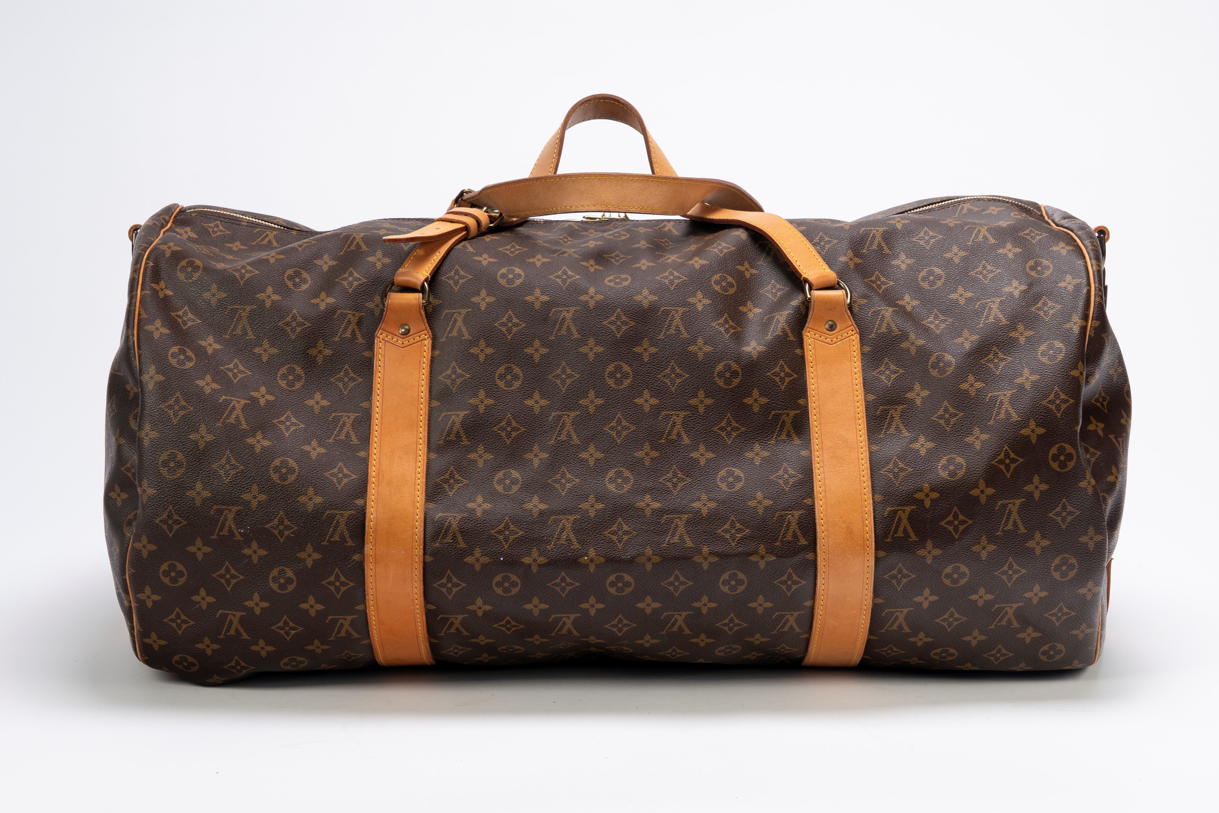 Louis Vuitton - Valigia Polochon in tela con monogramma, doppi manici in cuoio e tracolla staccab...