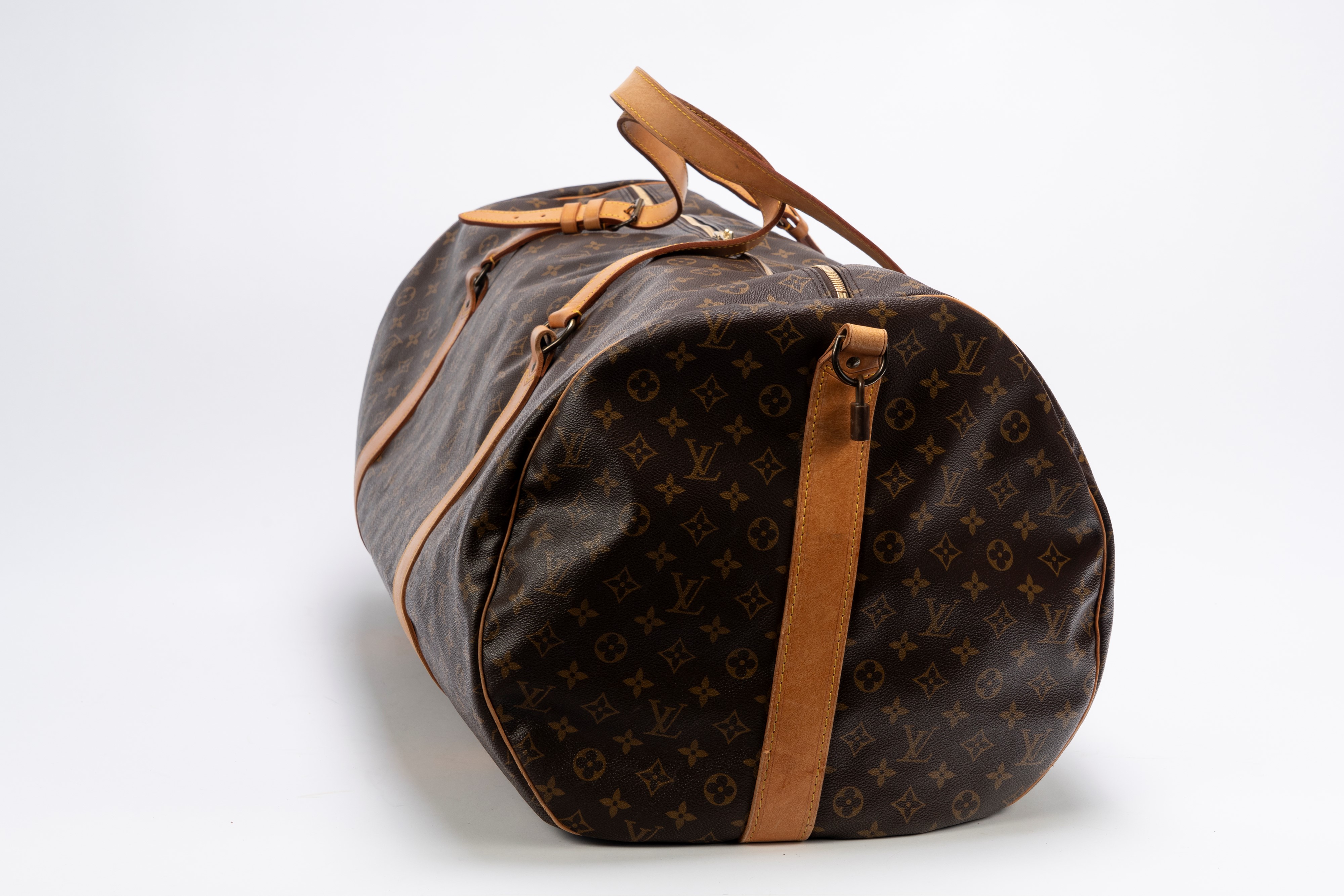 Louis Vuitton - Valigia Polochon in tela con monogramma, doppi manici in cuoio e tracolla staccab...