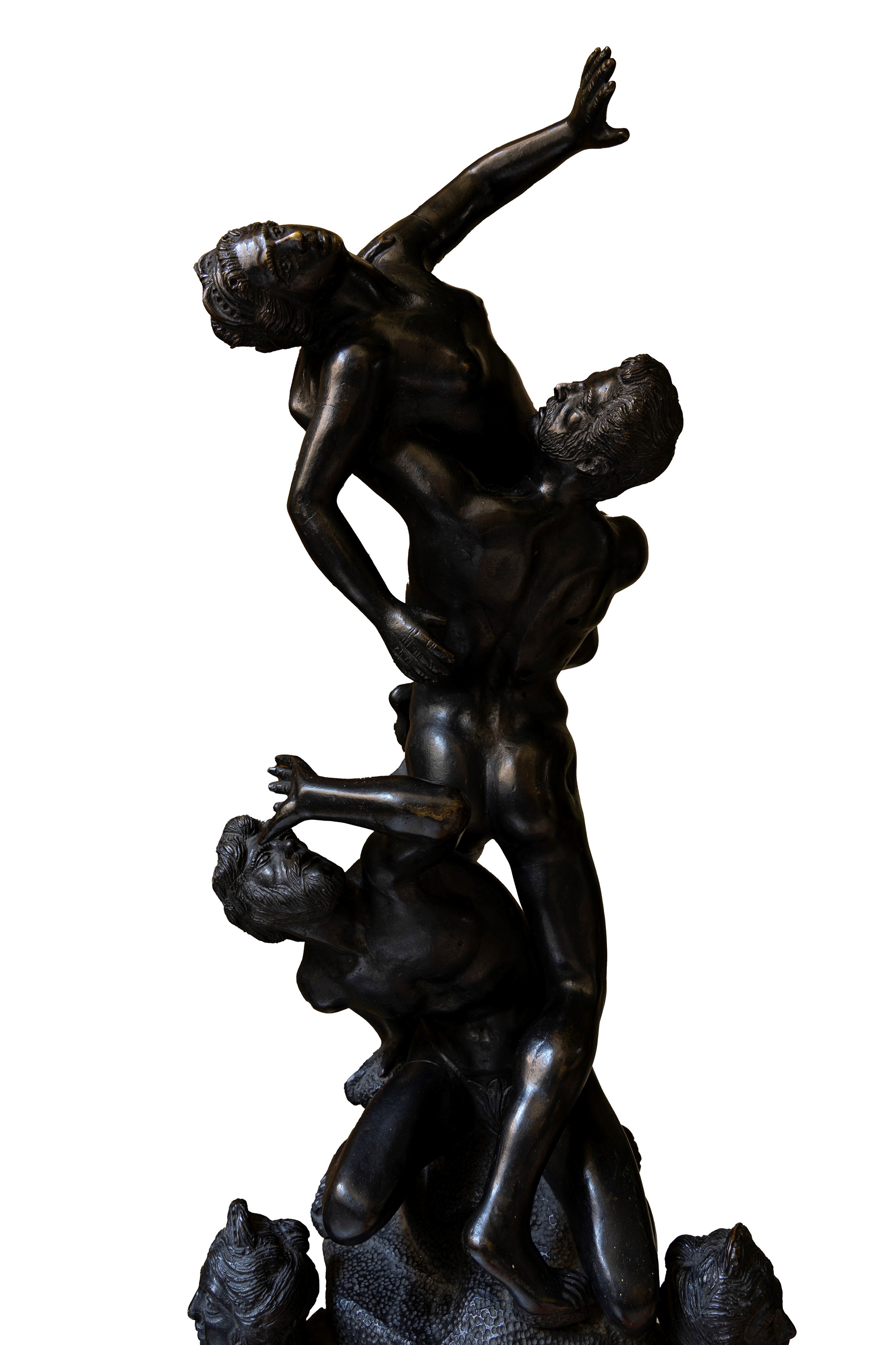 Giambologna, Coppia di alari in bronzo raffiguranti il ratto delle Sabine, secolo XIX