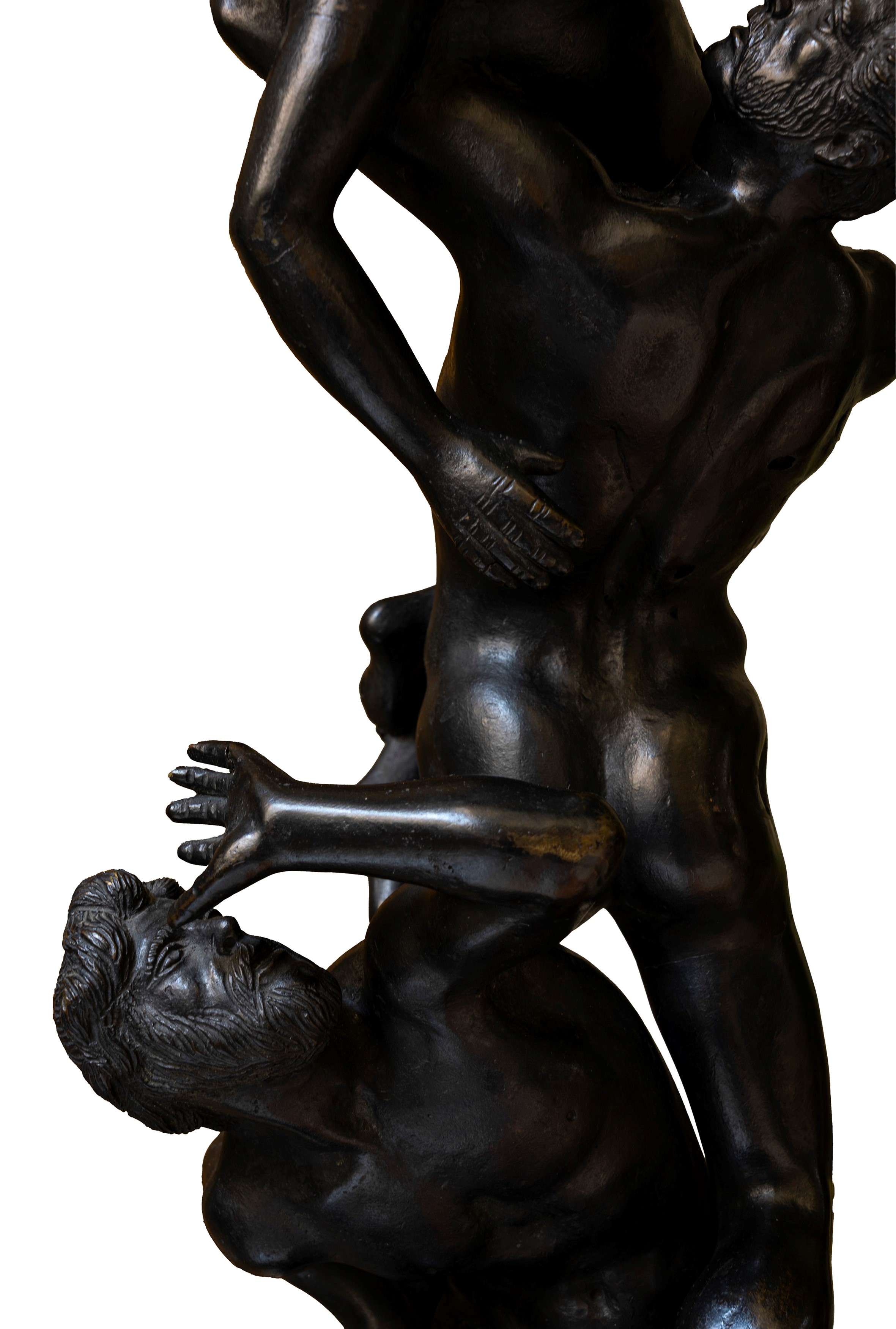 Giambologna, Coppia di alari in bronzo raffiguranti il ratto delle Sabine, secolo XIX