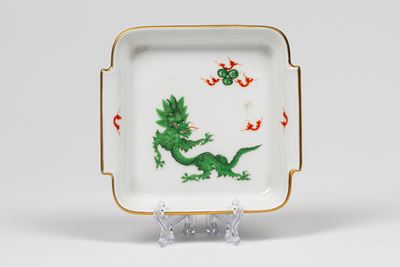 Piccolo Vassoioetto in Porcellana di Meissen con Dragone Verde