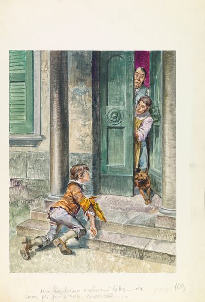 Illustrazione per 'Oliver Twist', tempera su cartone