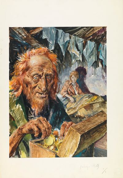 Illustrazione per 'Oliver Twist', tempera su cartone