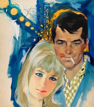 Love at night lights, tempera su cartone