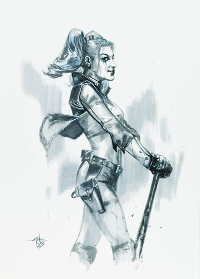 Harley Queen, china e acquerello su cartoncino