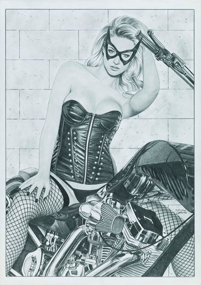 Biker Lady, matita su carta