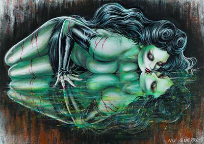 Amara: il bacio di una zombie, tecnica mista su cartoncino