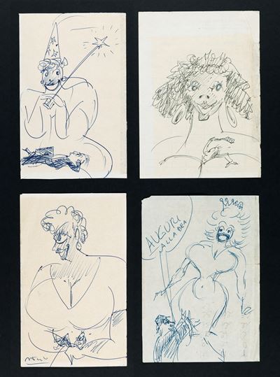 Federico e le donne - biro su carta, anni '80 / '90