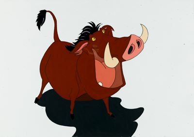 Pumba da 'Il re leone', tempera su rodovetro