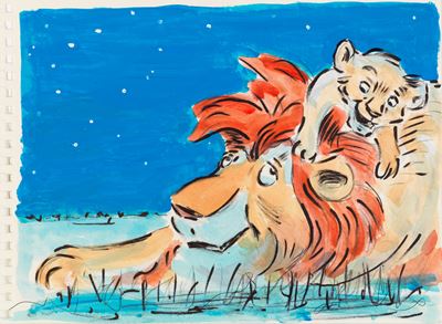 Concept art per 'Il re leone', china, tempera e acquerello su cartoncino