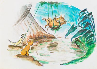 Concept art per 'Il re leone', china, tempera e acquerello su cartoncino