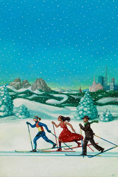 Olimpiadi Invernali Milano Cortina, olio su cartone