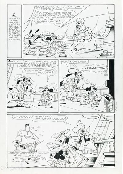 Topolino e il magico rubino, matita e china su cartoncino