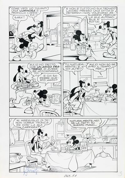 Topolino e il mistero degli orologi stonati, matita e china su cartoncino