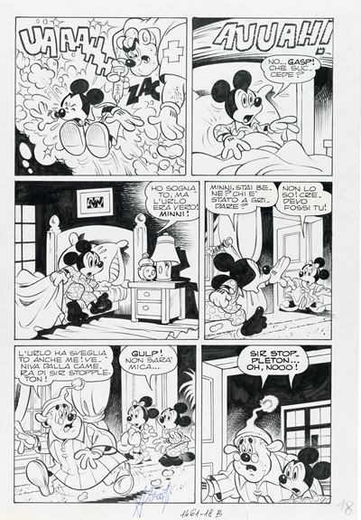 Topolino e il rimbambinatore folle, matita e china su cartoncino