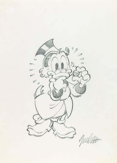 Zio Paperone e la Numero Uno, matita su cartoncino