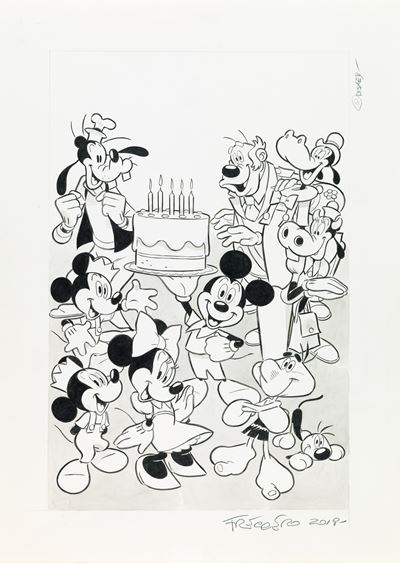 Mickey Mouse: The 90th Anniversary Collection, matita, china e acquerello su cartoncino