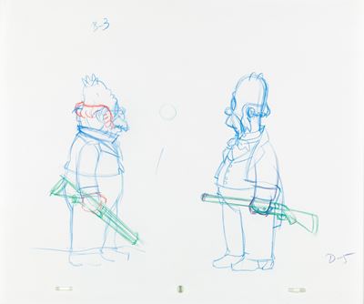 I Simpson - Disegno di produzione, pastelli su carta