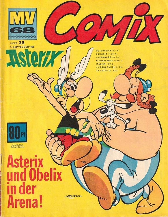 Albert Uderzo - Asterix, china e tempera su cartoncino, 1968