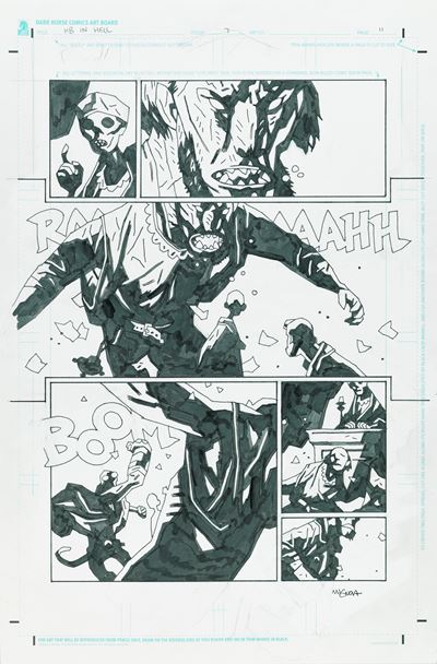Hellboy in Hell - The Hounds of Pluto, matita e china su cartoncino
