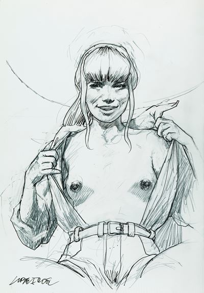 Lubna - Matita e china su cartoncino, 1984