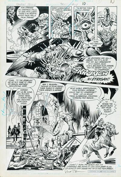 Bissette e Veitch, Swamp Thing - The End, matita e china su cartoncino, 1986