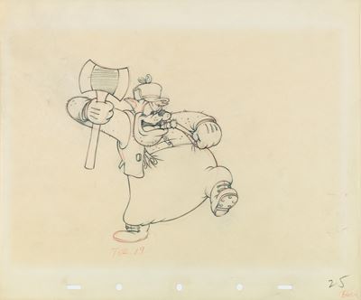 Produzione Studio Disney, Paperino boscaiolo (Timber), matita e pastello su carta
