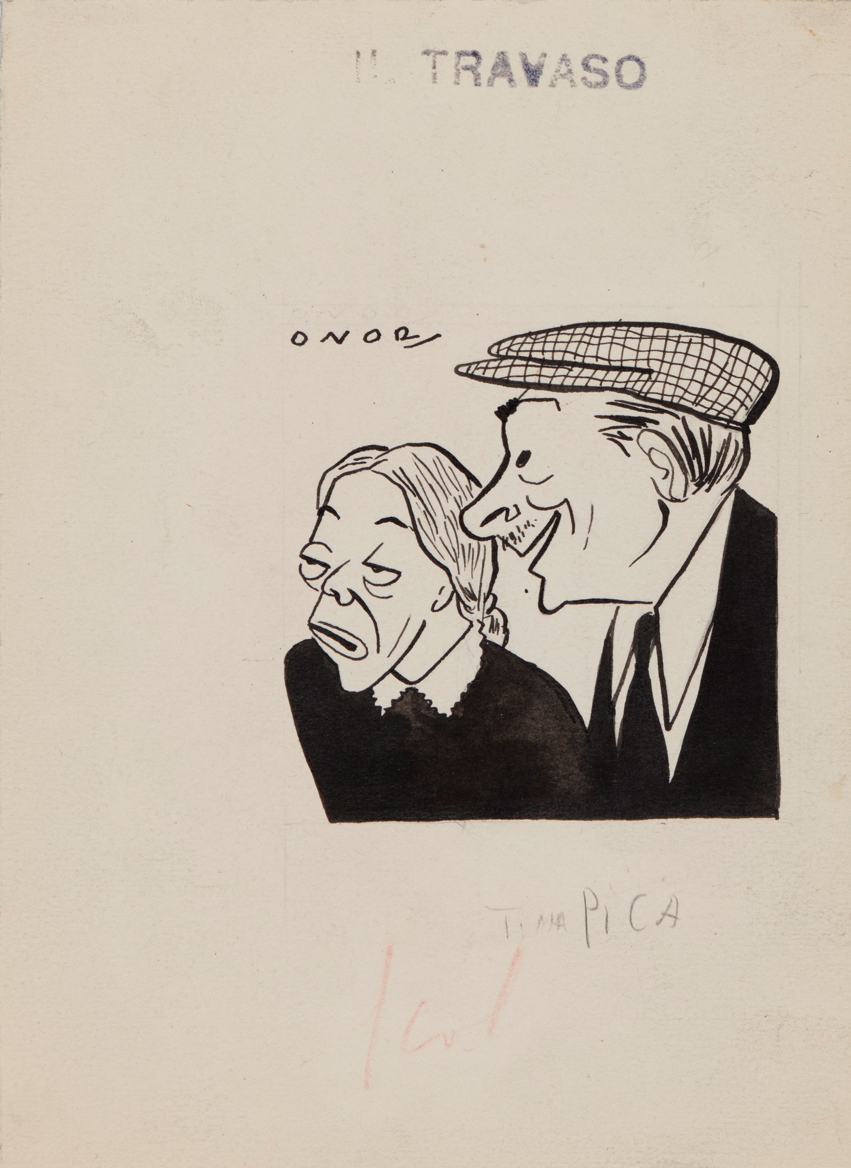 Umberto Onorato - Sei disegni originali - matita, china e acquerello su cartoncino, anni '40