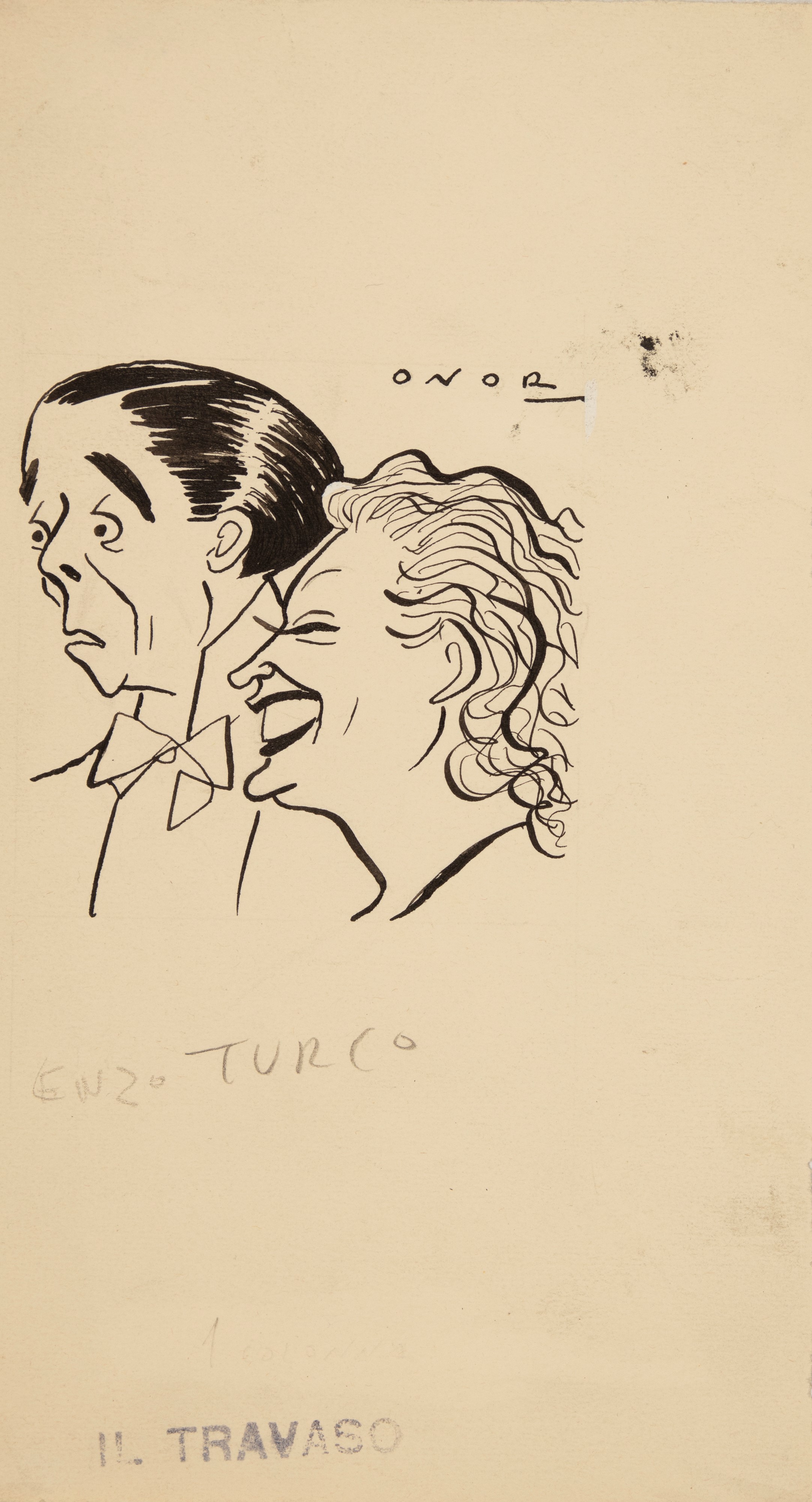 Umberto Onorato - Sei disegni originali - matita, china e acquerello su cartoncino, anni '40