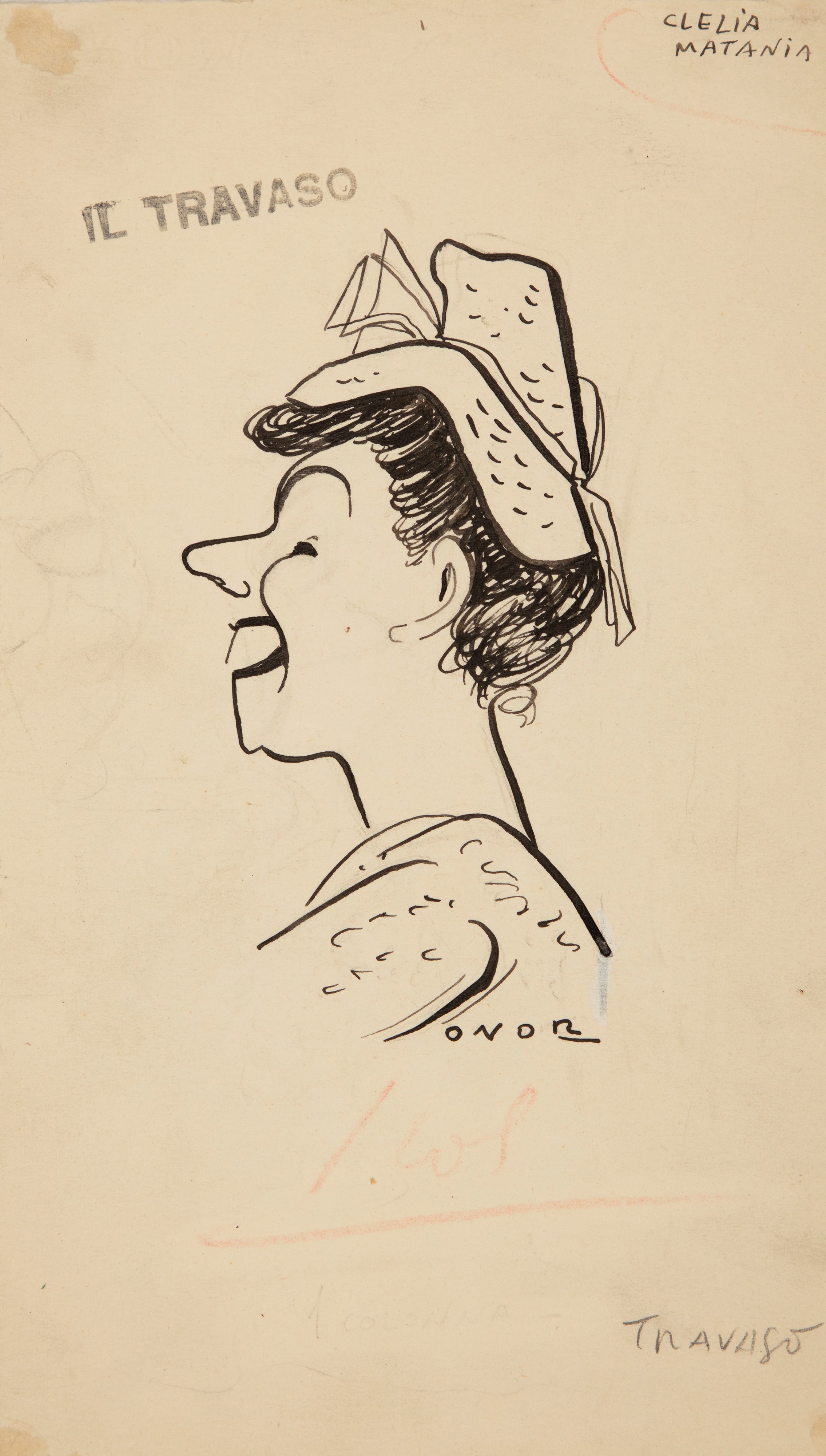 Umberto Onorato - Sei disegni originali - matita, china e acquerello su cartoncino, anni '40