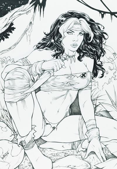 Rogue: The Savage Land, matita e china su cartoncino