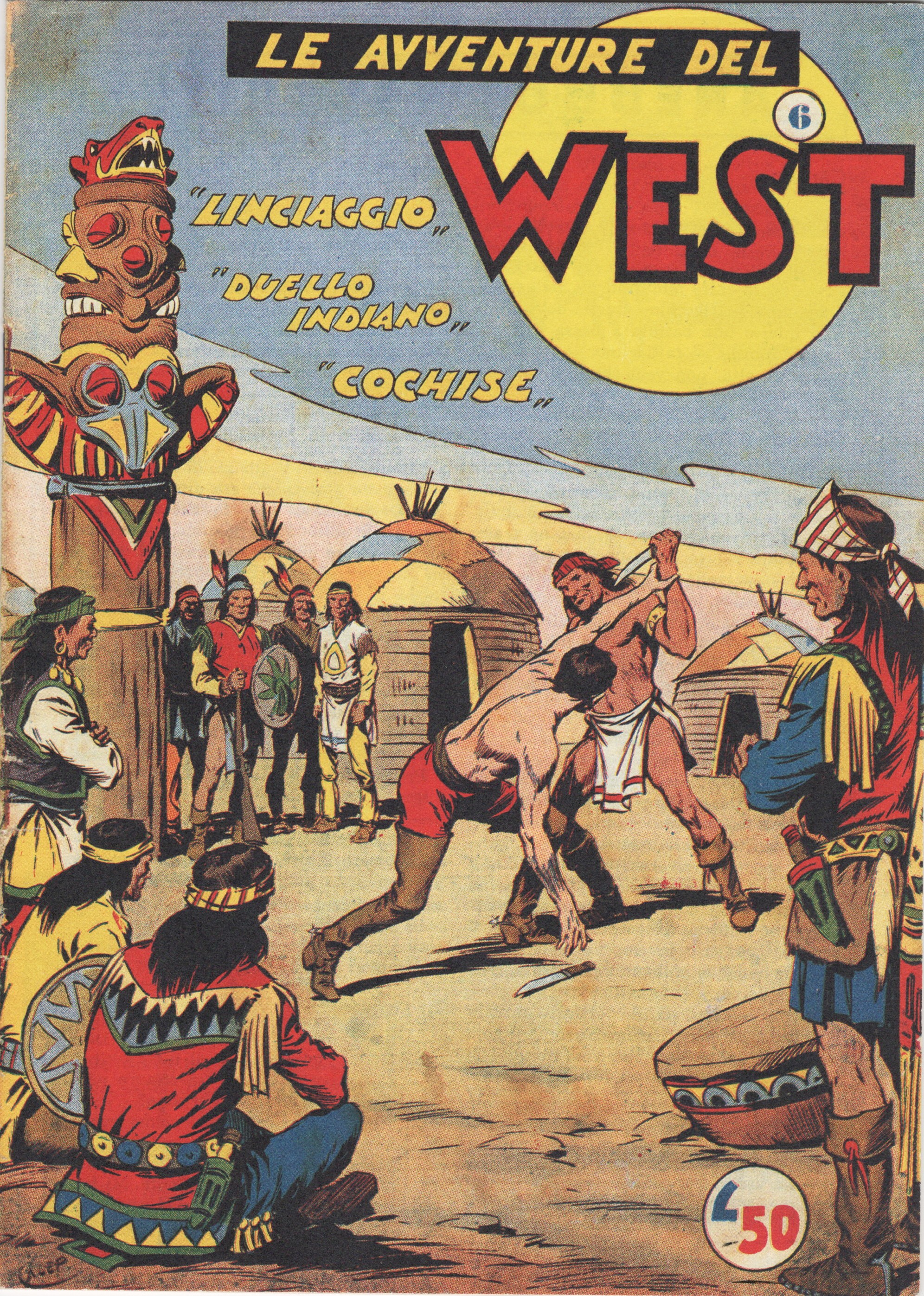Aurelio Galleppini - Le avventure del West - Duello indiano, matita e china su cartoncino