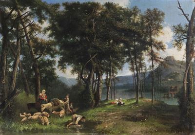 La sosta, olio su tela