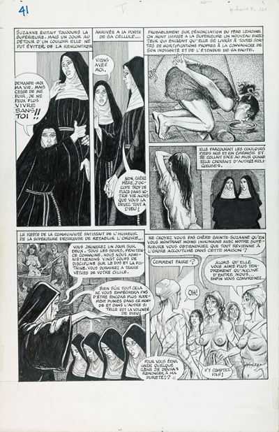 La religieuse - Matita e china su cartone