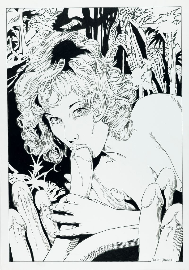 Saint Germain (luciano Bernasconi) - Foresta erotica, matita e china su cartoncino