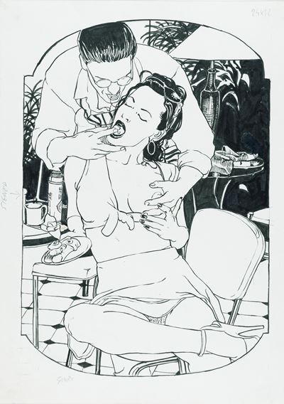 Erotica - matita e china su cartoncino