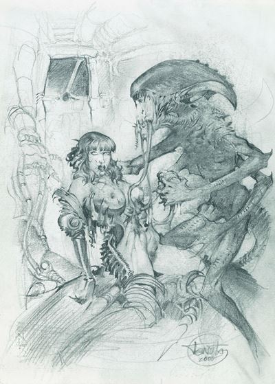 Alien, matita su cartoncino, 2000