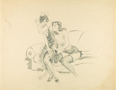 Illustrazione di Peccati di Maggio, matita su cartoncino, anni '30