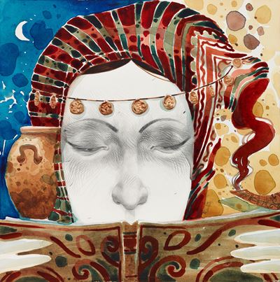 Le mille e una notte, matita e acquerello su cartone