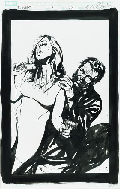 Powerless - Splash Page Originale, matita e china su cartoncino Marvel