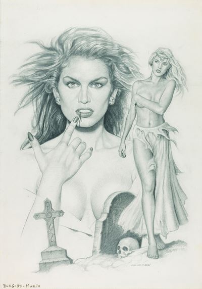 Vampira, matita su cartoncino