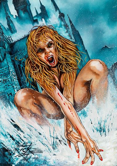 Vampira, olio su cartoncino telato
