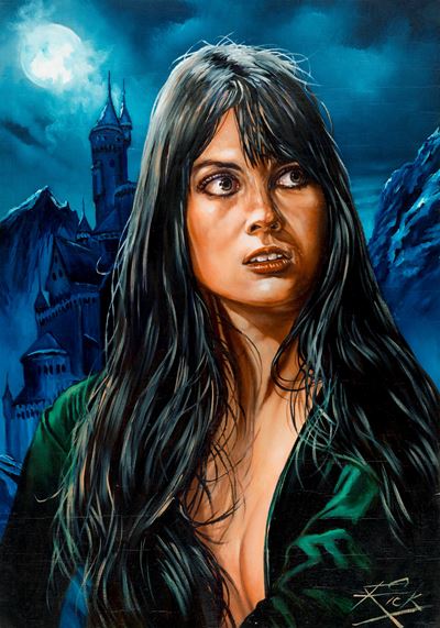Caroline Munro - olio su cartoncino telato